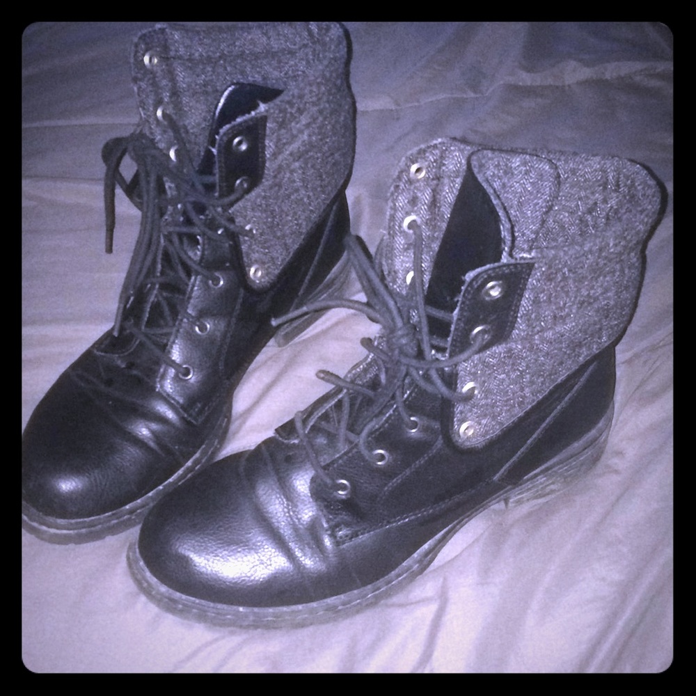 Black womens motorcycle combat boots
